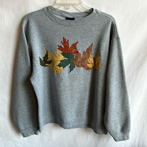 Pluma Outdoors gray fall leaves sweatshirt, size L